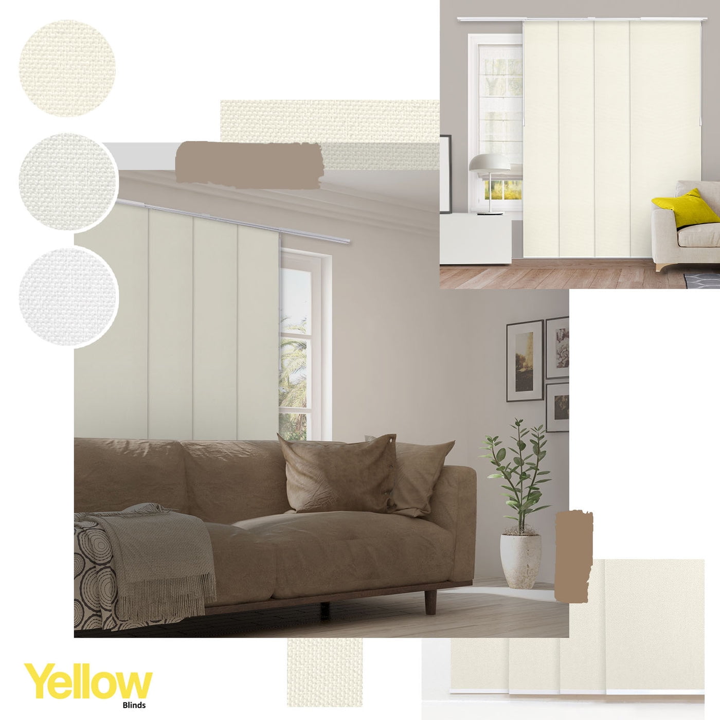 Adjustable Cordless Blackout Panel Track Blinds, Melrose Ivory - 46"-86"W X 0"-96"H