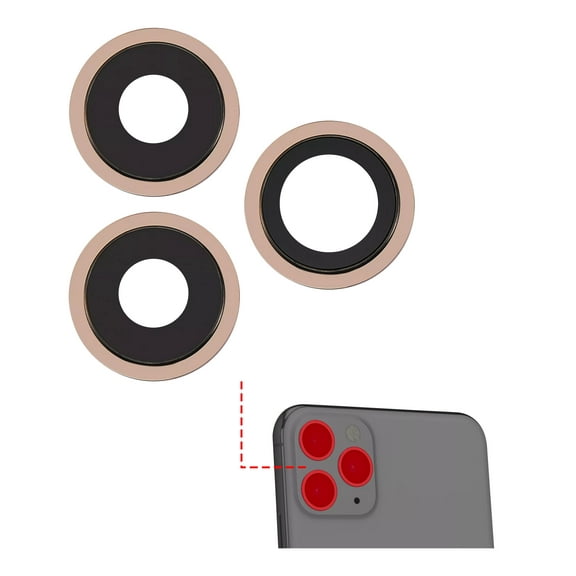 Replacement Back Camera Lens With Bracket & Bezel Compatible For iPhone 11 Pro / Pro Max (Gold) (Aftermarket Plus)