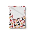 thumbnail image 2 of Rooster Soft Flannel Fleece Throw Blanket, Continuous Domestic Farm Animal Bird Irregular Repetition, Cozy Plush for Indoor and Outdoor Use, 50" x 60", Charcoal Grey Vermilion, by Ambesonne, 2 of 5