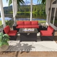 thumbnail image 5 of ALAULM 7-Piece Patio Conversation Set with Propane Fire Pit Table, Red, 5 of 7