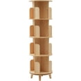 thumbnail image 3 of FETCOI 360° Rotating Bookshelf Wood Bookcase Storage Shelf Freestanding Display Rack 4 Tiers, 3 of 9