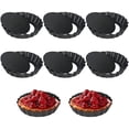 thumbnail image 1 of Molde para tarta pequeño, paquete de 8, molde para quiche con base elevable, moldes para tarta, revestimiento antiadherente, 4 pulgadas para pan de quiche, negro, 1 of 7