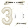 thumbnail image 2 of 40 Inch Cream Number 3 Balloon, Beige Large 3rd Birthday Balloons, Digital 3 Cream White Giant 3 Foil Balloon Helium for Boys Girls 3rd Birthday Decorations Anniversary Baby Shower Party Supplies, 2 of 16