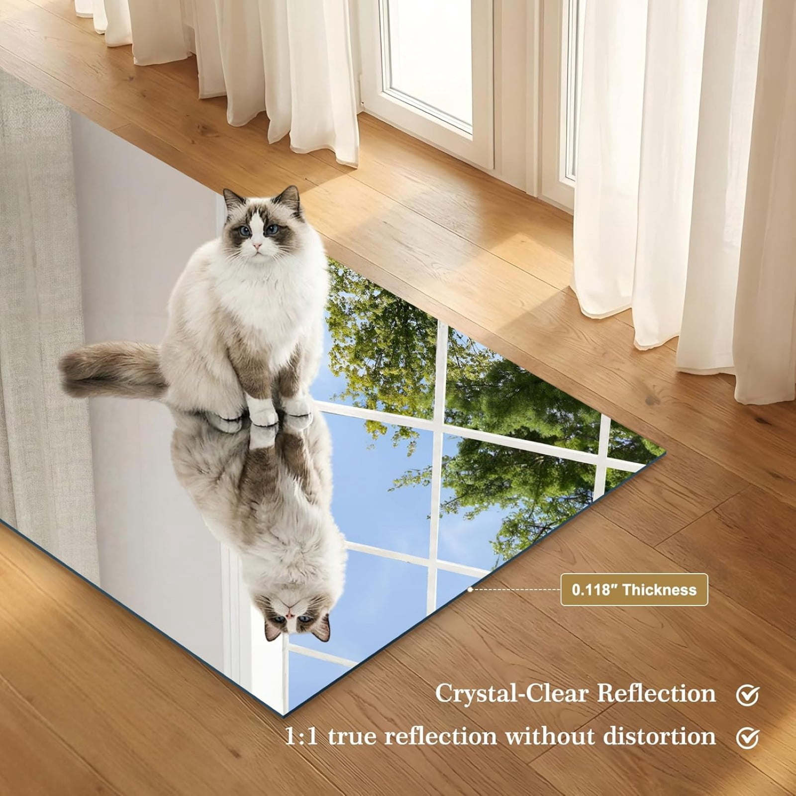 Gleamira 28"x36" Frameless Bathroom Mirror Rectangle Wall Mirror with Vanity Mirror Over Sink