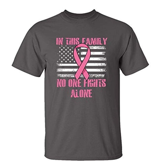 No One Fights Alone Adult Unisex Short Sleeve T-Shirt-Charcoal-Small
