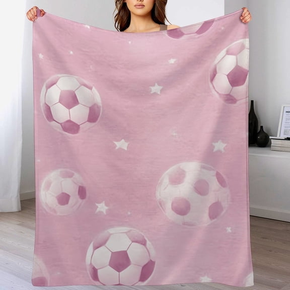 RKSupls Christmas Throw Blanket,Soft Warm Flannel Pink Soccer Blanket Gift for Christmas Home Bed Sofa Couch Decor,40x50 in
