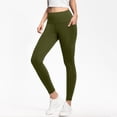 thumbnail image 5 of Compression Leggings with Pockets for Women Tummy Control Leggings No Front Seam Workout High Waist Yoga Pants Army Green 2XL, 5 of 7