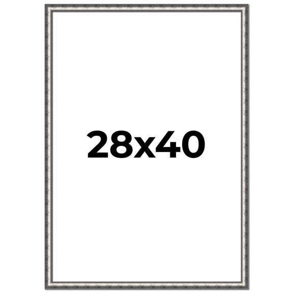 28x40 Frame Silver Real Wood Picture Frame Width 1.125 Inches | Interior Frame Depth 0.5 Inches |