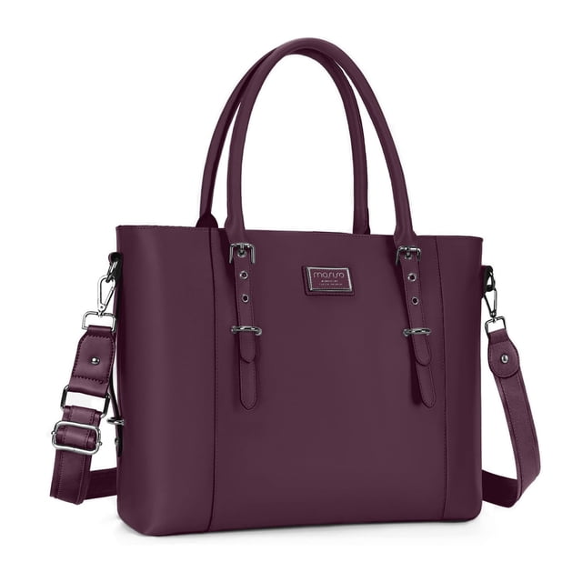 Bolsa MOSISO para portátil, piel sintética, para mujer, 17-17,3 pulgadas, color morado
