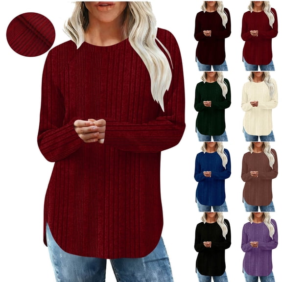 Bixock Women's Maternity Tops Solid Long Sleeve Casual Round Neck Maternity T-Shirt Loose Pregnant Top