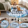 thumbnail image 6 of Happy Summer Round Living Room Rugs 6 ft, Blue Starfish Shell Seashell Oceans Life Plaid Washable Area Rug with Non-Slip Sturdy Edge Binding Round Carpet for Kitchen Office Bedroom, 6 of 9