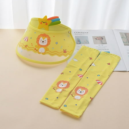 

ãTOTOãBaby Hats Caps Baby Boys Girls Cartoon Animal Sunscreen Cap Baby Hat + Sleeve