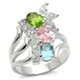 thumbnail image 1 of High-Polished 925 Sterling Silver Ring with AAA Grade CZ, Multi Color - Size 10, 1 of 1