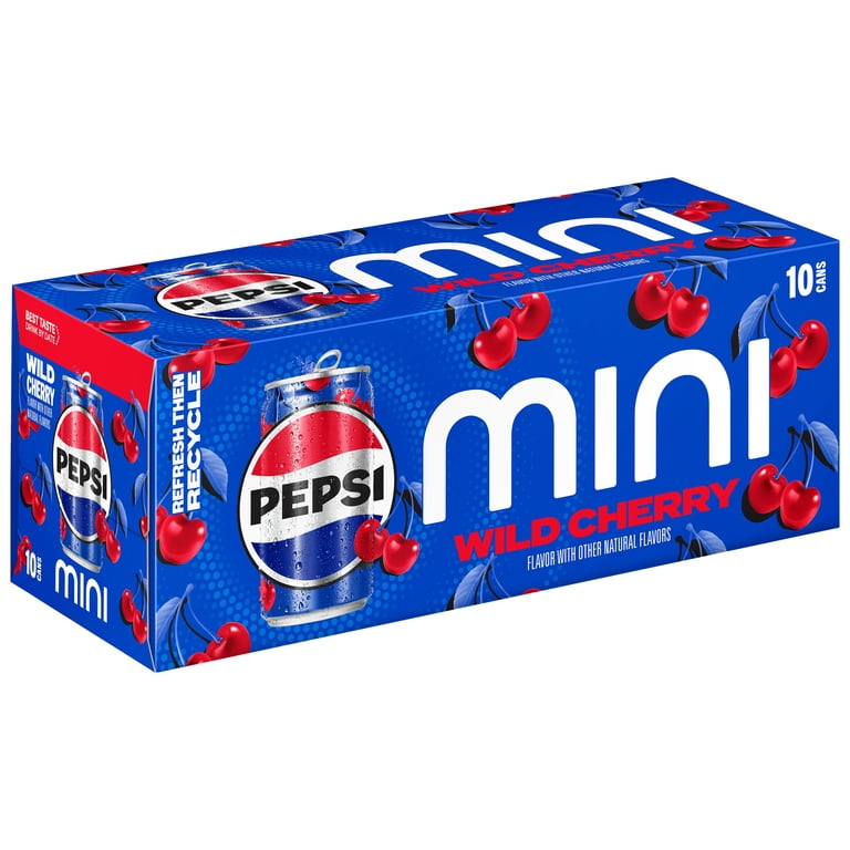 Pepsi, Soda, Wild Cherry 7.5 fl oz, 10 Pack Mini Cans - Walmart.com