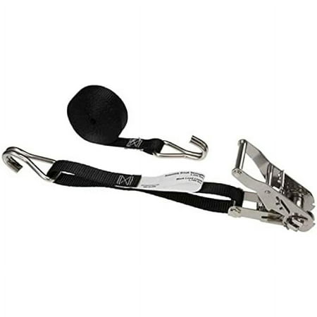 

ZHOUJIA Stainless Steel Ratchet Strap Tie Down 1 Inch Wide X 10 Foot Long Black Tie Down Strap Stainless Steel Ratchet Wire Hook Tie Downs Dependable Straps to Secure Cargo