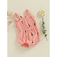 thumbnail image 3 of Newborn Baby Girls Summer Outfits Cotton Floral Romper Ruffle Bow Front Smocked Suspender Bodysuit Cute Clothes, 3 of 7
