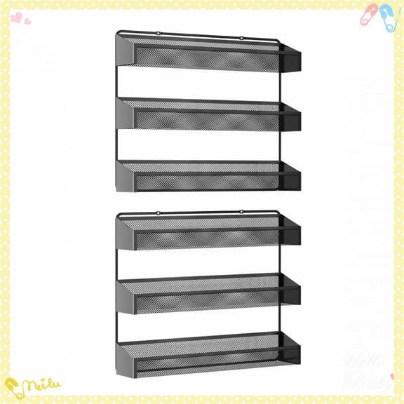 Auledio 2 PCs 3 Layers Spice Rack Wall for Kitchen,Black