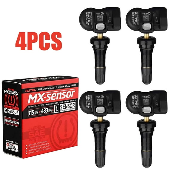 Autel MaxiTPMS MX Sensor 4pcs  Rubber Stem TPMS Sensor 315MHz/433MHz Universal Tire Replacement Sensor Work With TS401 TS408 TS501 TS508 TS601 TS608 MK808TS MX808TS MS906TS ITS600