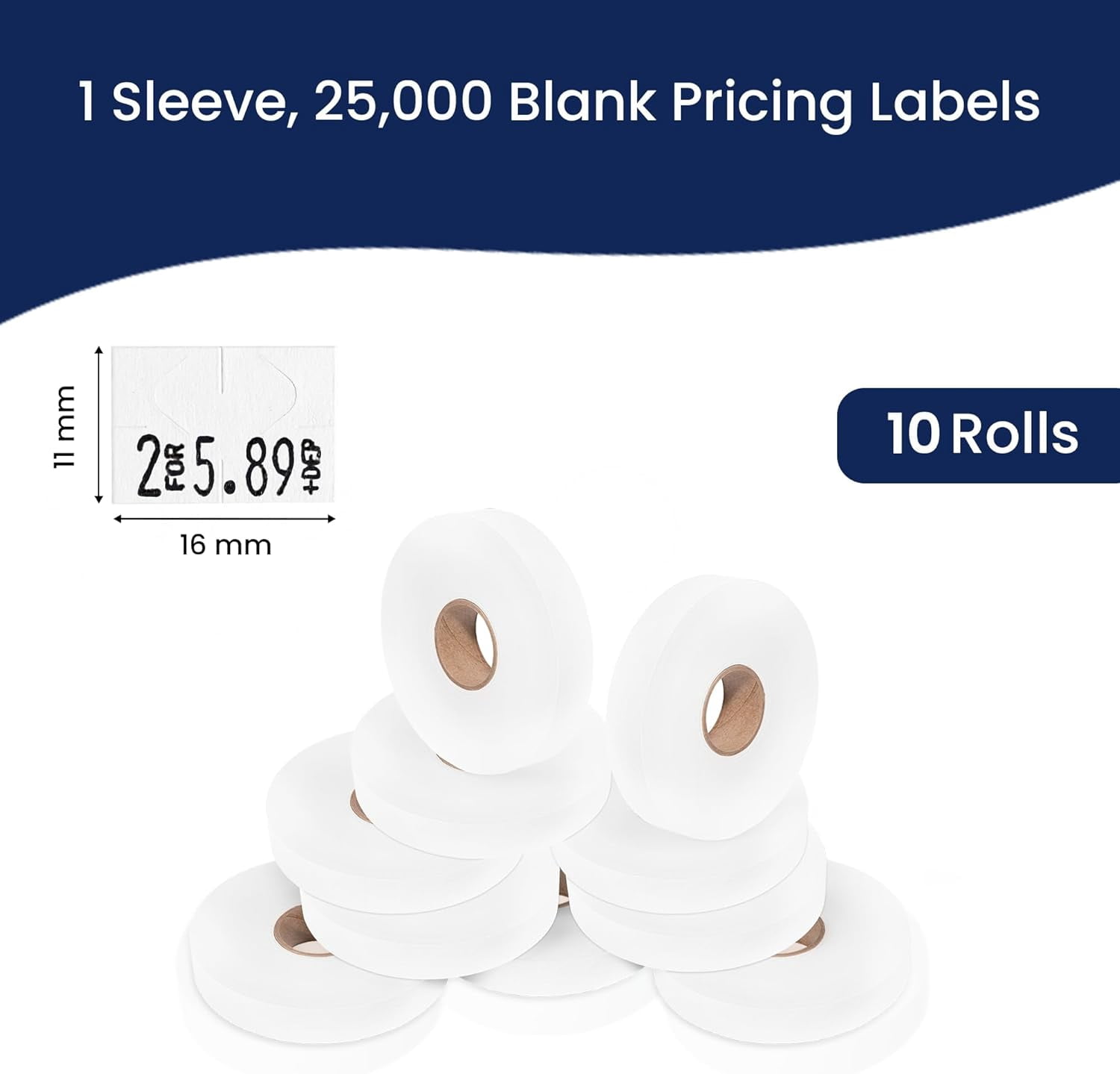 Pricing Labels for Monarch 1130 White - 25,000 labels w/ 10 Rolls Value Pack, 1 Sleeve - Made in USA