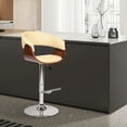 thumbnail image 3 of Paris Cream Faux Leather Adjustable Height Swivel Walnut Wood and Chrome Bar Stool, 3 of 5