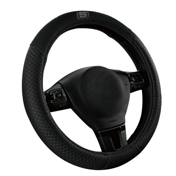Skechers Air Cooled Memory Foam Steering Wheel Cover, Breathable Comfort Grip, Soft Leather, All-Season Fit for Cars, SUVs, and Trucks Hot Black