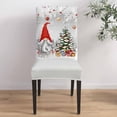 thumbnail image 4 of Chair Covers for Dining Room Set of 6,Gnome Pine Tree Xmas Ball on Gray Stretch Seat Protector Removable Washable Chairs Slipcovers for Kitchen Banquet Wedding Hotel,Winter Fir Leaves Snowflake, 4 of 6