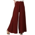 thumbnail image 3 of LLYwey Flowy Pants For Women Boho Women Fashion Casual Elastic Waist Loose Full Length Pants Jogging Pants Female Long Pant Style H2236 Wine S, 3 of 5