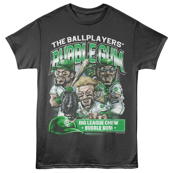 Big League Chew Ballplayers Gum Green Team Men's T Shirt (Charcoal, Adult2XL)