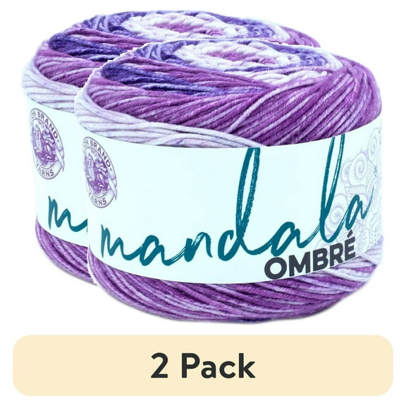 (2 pack) Lion Brand Yarn Mandala Ombre Chi Ombre Cake Medium Acrylic Multi-color Yarn