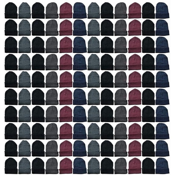 Yacht & Smith 144 Pack Bulk Stretch Thermal Beanie Skull Caps, Unisex Winter Hats