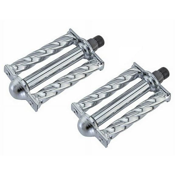 Chrome Square Twisted Bike Pedals 9/16". Works on 3 piece cranks. Sold as a pair. Bike part for some beach cruiser, track bike, fixie bikes, bicycle Parts