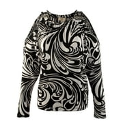 Women's Paisley Double Strap Cold Shoulder Shirt Top