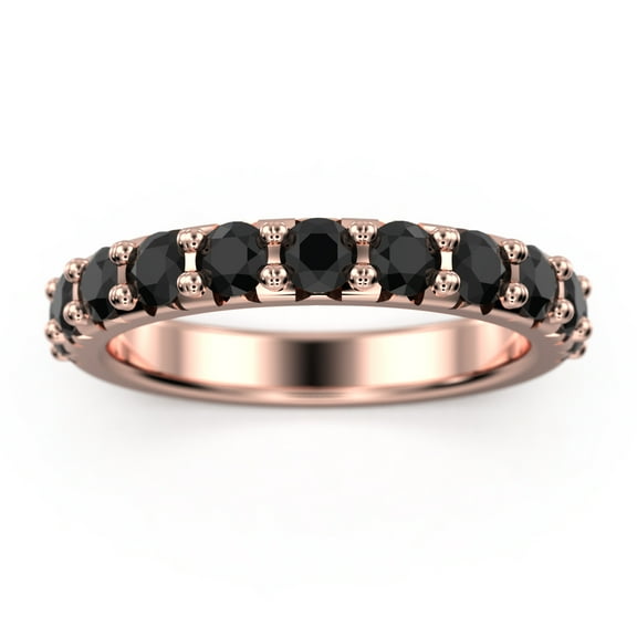 0.88ct Black Diamond Moissanite 10K Rose GoldWedding Band