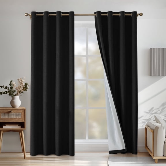 JIATER Blackout Curtains,42 x 63 inch Blackout Curtains Set of 2 Panels,Thermal Insulated Curtains for Bedroom Living Room,Grommet Window Drapes Curatins,Black