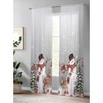 thumbnail image 4 of Christmas Snowman Sheer Curtains 108 Inch Long 2 Panels, Elk Christmas Tree Balls Winter Gray Light Filtering Rod Pocket Semi Sheer Curtains, Sheer Voile Drapes for Living Room Bedroom, 52"x108", 4 of 5