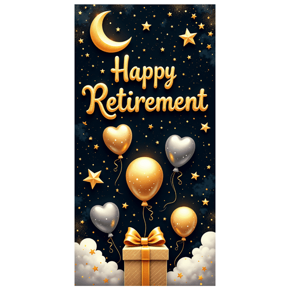 Golden Glitter Happy Retirement Celebration Banner for Retirement Party Indoor Outdoor Decoration Event