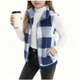thumbnail image 5 of Atogsazn Childrens Sherpa Plaid Jacket Girls Fleece Sleeveless Full Zip Tank Tops Thick Warm Coat Winter Vest Clothing Tops 02-Blue 13-14 Years Fashion, 5 of 7