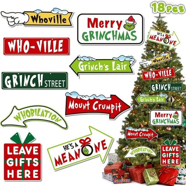 Adornos de El Grinch Kagetolytai 18 piezas adornos navideños para árbol de Navidad