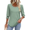 thumbnail image 2 of Camiseta XIEERDUO para mujer con manga 3/4 y rayas verdes para el Día de San Patricio, 2 of 5