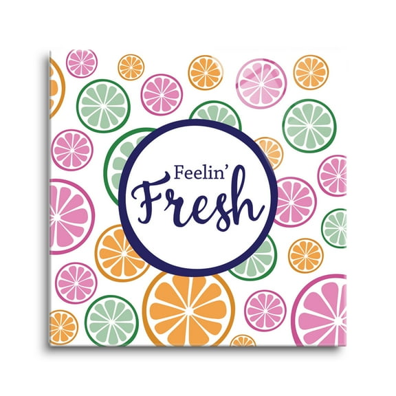 Feelin' Fresh Colorful Citrus Slices 8 x 8 Glass Wall Hanging Sign