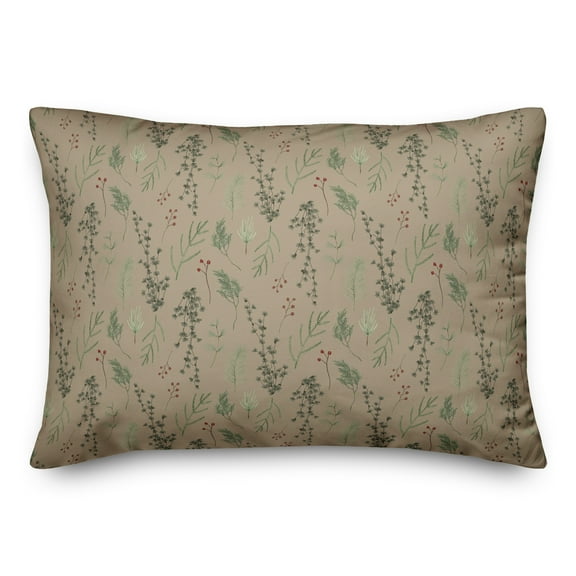 Creative Products Pine Greenery on Brown 20 x 14 Spun Poly Pillow