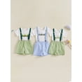 thumbnail image 3 of Gupgi 2Pcs Baby Boys Spring Outfits Infant Boy Short Sleeve Golf Cart Print Romper + Suspender Shorts, 3 of 9