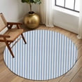 thumbnail image 3 of Blue Striped Large Area Rugs for Bedroom Living Room, Soft Non Slip Carpet Bedside Rug, Modern Simple Farmhouse Beige Vintage Round Floor Cover Kitchen Accent Rug 6' for Dining Room/Office, 3 of 9