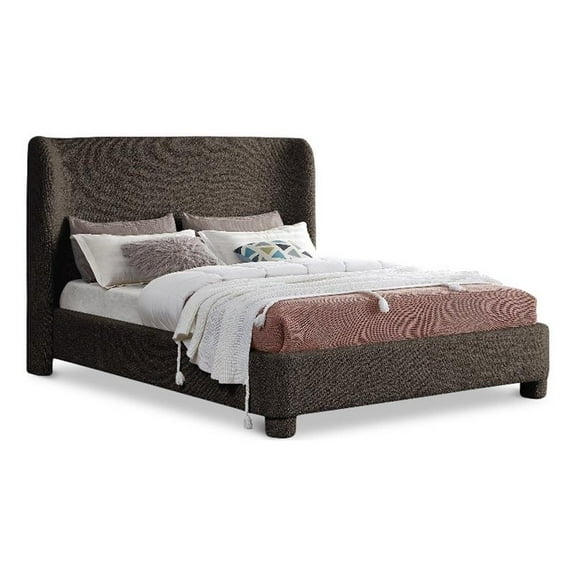 Meridian Furniture Penny Brown Boucle Fabric Full Bed