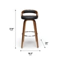 thumbnail image 5 of OFM 161 Collection Mid Century Modern 30" Low Back Bentwood Frame Swivel Seat Stool with Vinyl Back and Seat Cushion, in Walnut/Black (161-WV30C-BLK), 5 of 19