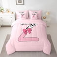 thumbnail image 2 of Erosebridal Letter Initial Z Bedding Sets Twin Size,Kawaii Bow Comforter Sets with Sheets,Microfiber Reversible Bed in a Bag Twin size,Cow Print Decor,7pcs, 2 of 6