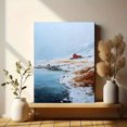 thumbnail image 6 of Red Cabin Winter Landscape Canvas Print, Snowy Scenery Wall Art for Living Room Bedroom Dining Room Office Hotel Decor, 6 of 8