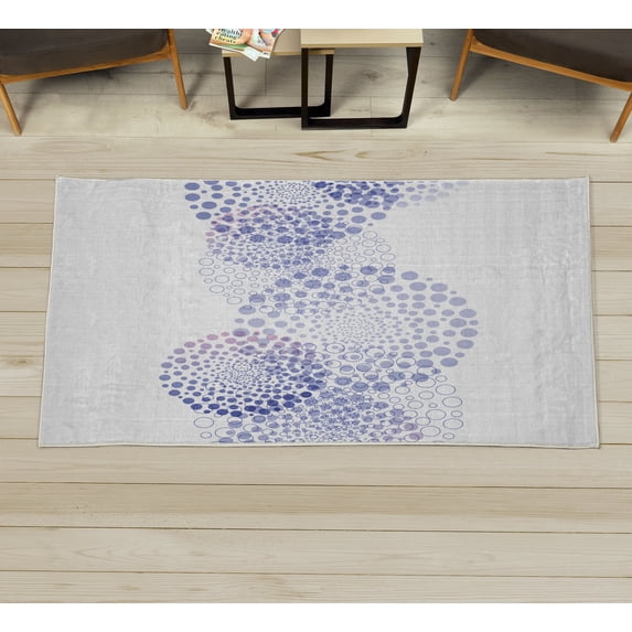 Abstract Decorative Rug, Modern and Cool Design Surreal Dots Like and Circled Design Art, Quality Carpet for Bedroom Dorm and Living Room, 6 Sizes, Lavender Blue, by Ambesonne