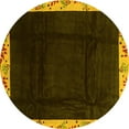 thumbnail image 1 of Ahgly Company Machine Washable Indoor Round Oriental Yellow Asian Inspired Area Rugs, 8' Round, 1 of 4