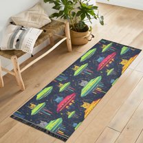 Yayeee Runner Rug for Bedroom 2'x6' Machine Washable Hallway Non Slip Mat, Colorful Space Cat
